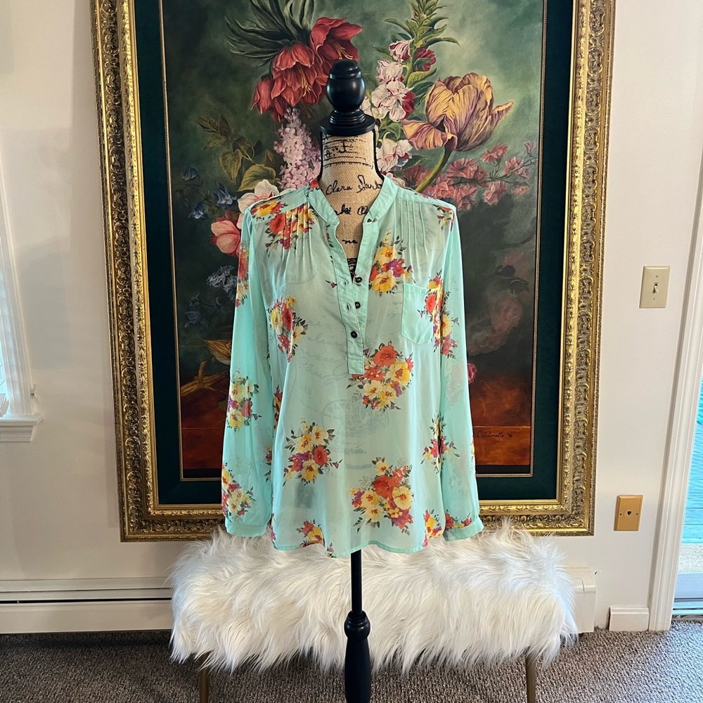 Minty Fresh Floral Blouse